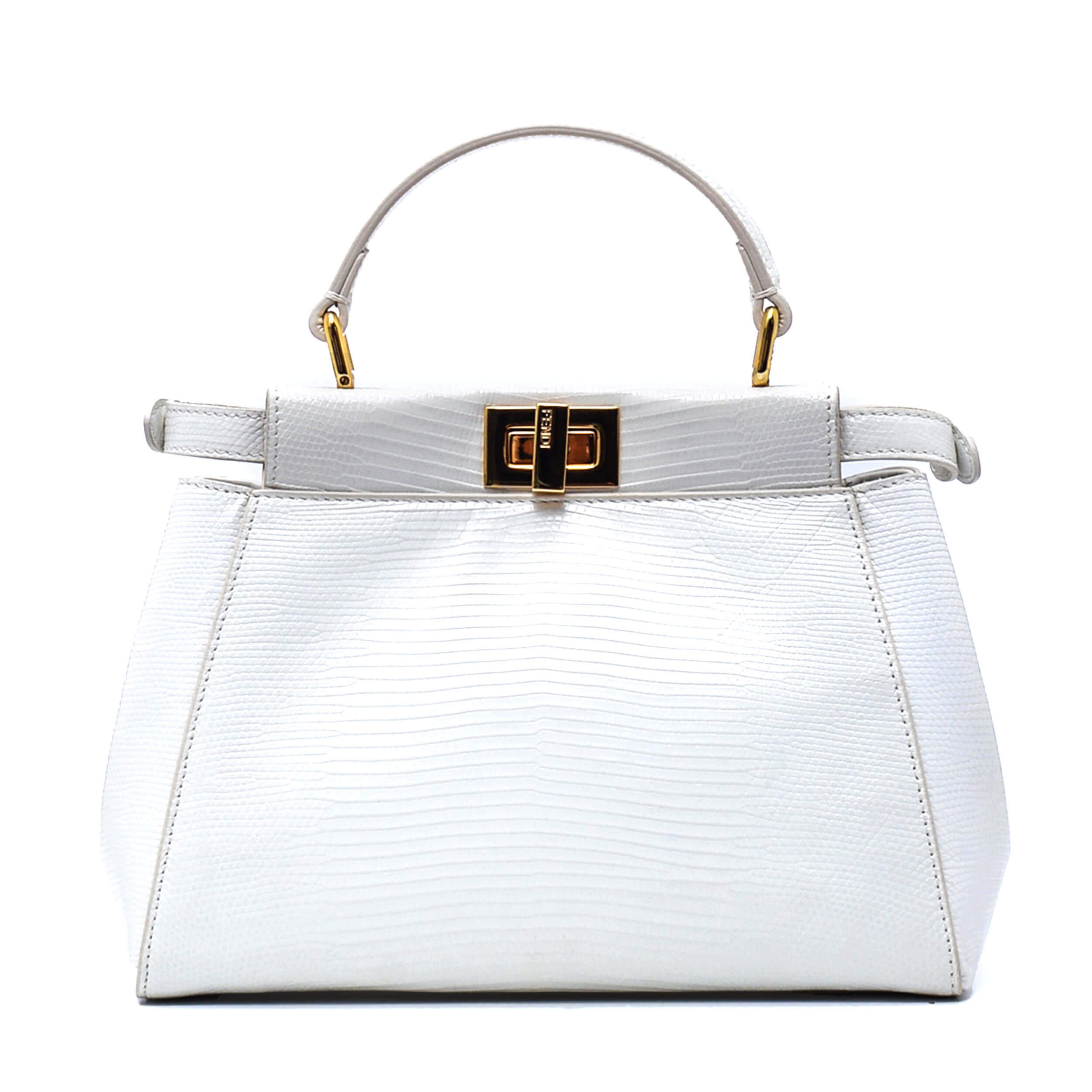 Fendi - White Lizard Leather Petite Peekaboo Bag